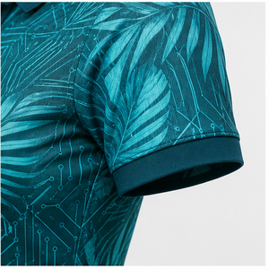 Polo Personalizado para Mujer con Estampado de Hojas Tropicales en Turquesa, Secado Rápido, Transpirable, Manga Corta, Uniforme de Golf, WPS-0816 - Product Image 5