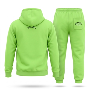 Conjunto Deportivo con Capucha para Invierno, Unisex, Verde, de Algodón, Sudadera y Pantalones Largos, Estilo Casual, Ecológico, para Los Ángeles, California - Product Image 2