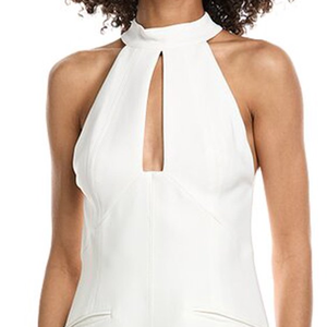 Nuevo Vestido Corto de Satén Blanco Zeta con Cuello Halter y Abertura Frontal sin Mangas para Mujer, Estilo Sexy para Fiesta o Sororidad - Product Image 6