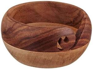 Handcrafted Wooden Yarn Bowl Sewing Accessory Knitting Crochet Holder Swirl Cutout Chunky Yarn Storage Organizer Colorful - Product Image 6