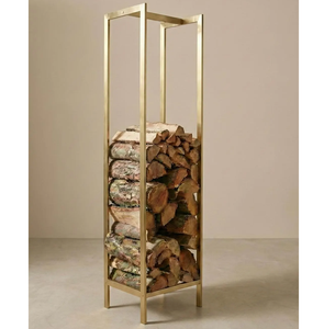 Brass Firewood Rack Fireplace Accessories Brass Fireplace <b>Log</b> Basket Rack Customized Size Square Brass Firewood <b>Holder</b> - Product Image 1