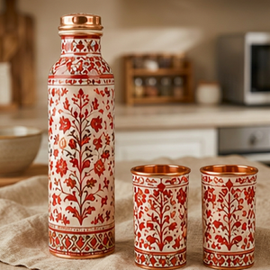Juego de Botella y Taza de Agua Ecológicas de Cobre Oriental con Diseño Clásico, Vajilla Portátil para Viajes y Uso en Exteriores - Product Image 4