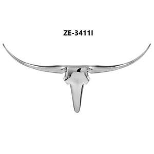 Escultura Decorativa de Hierro Recubierta Hecha a Mano de Primera Calidad, Adorno Moderno para Hogares Sofisticados, Cráneo de Longhorn para Montaje Vertical en Pared - Product Image 2