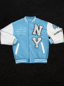 Nueva Chaqueta Varsity con Logotipo Bordado de Moda para Hombre, Chaquetas de Béisbol con Cuero, Chaqueta Universitaria de Béisbol para Hombre - Product Image 5