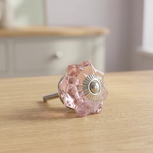 <b>Beads</b> <b>Art</b> Modern Pink Glass Flower Cabinet Knob Furniture Handle for Kitchen Bedroom Bathroom & Living Room Drawers Cabinets - Product Image 3