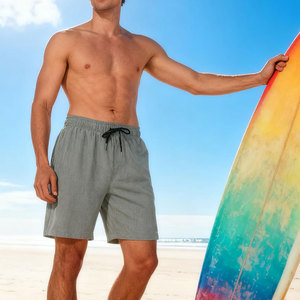 Shorts de sport gris pour homme, séchage rapide, polyester tissé, taille élastique, shorts décontractés pour l'entraînement - Product Image 3