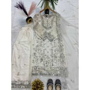 Vêtements et accessoires musulmans traditionnels de créateur avec broderie Work-Top-Bottom et Dupatta - Product Image 4