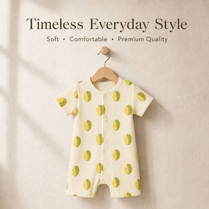 OEM Unisex 100% Cotton Baby Short Sleeve Romper | Soft Ribbed Breathable 200gsm Snap <b>Button</b> All Seasons Infant Everyday Apparel - Product Image 4