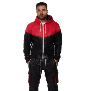 Veste et pantalon de motard vintage en cuir d'agneau véritable pour homme, ensemble survêtement en cuir véritable pour homme - Product Image 3
