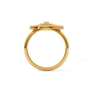 Anillo de Plata de Ley 925 Chapado en Oro con Esmalte Floral y Diamante Natural para Mujer |   Anillo de Flores Hecho a Mano, Joyería Fina, Regalo - Product Image 6