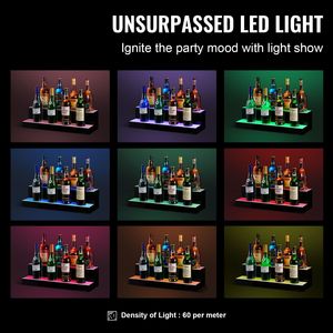 Espositore per Bottiglie di Liquori a LED da 24 Pollici, 2 Livelli, Illuminato, per Bar Domestico, Portabottiglie per Whisky - Product Image 1