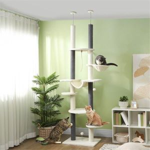 Lussuoso Tiragraffi Grande per Gatti in Legno Massello, Moderno e di Stile Contemporaneo, con Cuccia Interna per Gatti, Ideale per Arrampicarsi e Giocare - Product Image 1