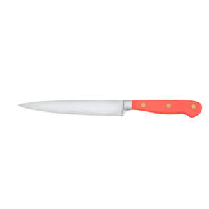 Couteau de cuisine durable avec manche triple rivet rouge corail, lame en acier inoxydable tranchante pour couper la viande et les légumes - Product Image 1