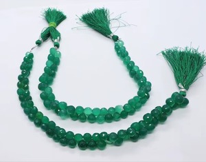 Perles d'onyx vert naturel en forme d'oignon, 7-8 mm, facettées, vente en gros, perles d'onyx vert en vrac pour la fabrication de bijoux - Product Image 4