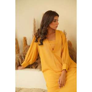 Kurta Étnica Gótica con Estampado Floral, Manga Larga, Cuello en V, para Mujer, Estilo Informal, Festivo, Ropa India de Verano - Product Image 3