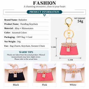 Mini porte-clés sac à main, breloque de sac en strass, pendentif de sac 3D mignon et tendance, accessoires de porte-clés dorés pour femmes, cadeaux - Product Image 4