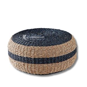 Seagrass Round Pouf Ottoman Woven Eco-Friendly Floor Cushion Stool and Rustic Home <b>Footrest</b> Pouf Hanoi Wholesale - Product Image 2