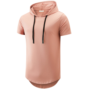 Sudadera con capucha para hombre, transpirable, de secado rápido, informal, de manga corta, para uso diario, para gimnasio al aire libre, para todas las estaciones, mezcla de algodón básico - Product Image 1