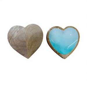 Juego de vajilla de madera de mango esmaltada hecha a mano con diseño de corazón, color Aqua Ombre, ecológica, para mesa de cocina y hogar. - Product Image 2