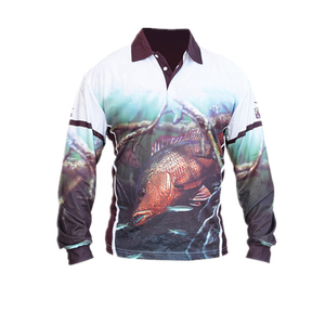 เสื้อโปโลแขนยาวสำหรับผู้ชาย ลายพิมพ์ซับลิเมชั่น ป้องกันรังสียูวี UPF 50 ผลิตจากโพลีเอสเตอร์ เหมาะสำหรับกิจกรรมกลางแจ้ง - Product Image 1