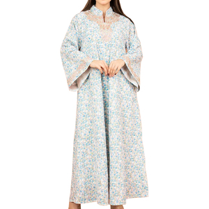 Robe longue à imprimé floral avec col montant, manches lanternes, style vintage, coupe empire, manches longues, coupe ample, confortable, à porter en toutes saisons - Product Image 1