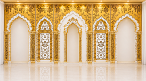 Grand miroir arqué de designer pour la décoration de scène de mariage - Product Image 4