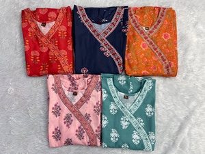 Kurti en coton à imprimé floral bleu pour femmes, coupe ample, haut décontracté, style ethnique, à porter toute l'année, mode indienne - Product Image 3