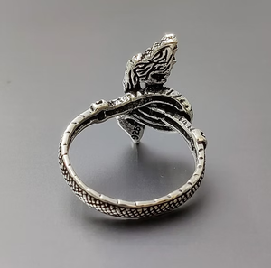 Vintage Dragon Wrap Design <b>925</b> <b>Silver</b> <b>Ring</b> Unisex Everyday Wear Animal Pattern Jewelry - Product Image 3