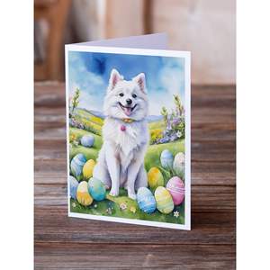 American Eskimo Whimsical A7 Size 5x7 Blank Note <b>Cards</b> <b>Pack</b> of 8 <b>Easter</b> Egg Hunt Greeting <b>Cards</b> with Envelopes - Product Image 2