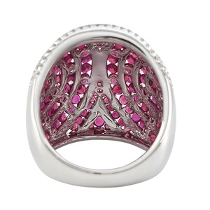 Bague de fiançailles et de mariage sur mesure, en or blanc platine de haute qualité, avec pierre précieuse rubis, pour cadeau - Product Image 3