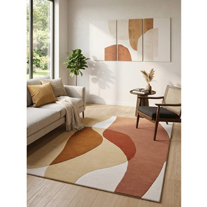 Tapis en laine tufté à la main, style nordique minimaliste, forme irrégulière, tapis à poils épais de luxe pour salon - Product Image 6