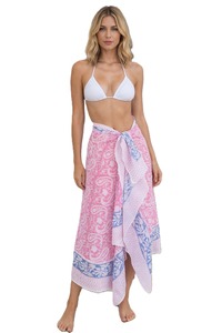 Ethically Made Floral Paisley Pareo - Long Cotton Wrap Skirt - Versatile Handmade <b>Beach</b> Scarf - Product Image 3