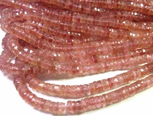 Cuentas de Cuarzo Fresa Natural de Alta Calidad en Forma de Heishi, Hilo de 16 Pulgadas, Gemas Rosas en Forma de Rueda, Disco Plano Facetado de 6mm, Fresa - Product Image 1