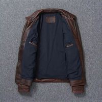 Veste en cuir véritable vintage la plus vendue pour homme, style motard, en cuir de vachette marron délavé, fermeture éclair, col montant, écologique