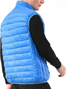 Custom OEM LOW MOQ Fitted Biker Puffer Vest <b>Jackets</b> Hooded Breathable Eco-Friendly Canvas <b>Waterproof</b> <b>Winter</b> Sleeveless Custom - Product Image 3