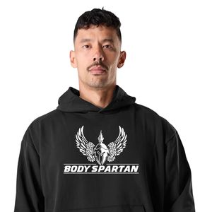 Men's Black Pullover Hoodie Heavyweight Fleece Sweatshirt Long Sleeve Casual <b>Athletic</b> Gym Training Activewear Streetwear - Product Image 2