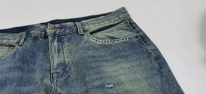 Jeans de mezclilla para hombre de talla grande 2026, 100% algodón, con pierna acampanada, rasgados, a la moda, estilo apilado. - Product Image 3