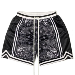Shorts de basket vintage personnalisés pour hommes, style années 90, en maille orange et noire, avec éclairage bleu, pour jeunes, qualité supérieure, été - Product Image 4