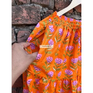 Falda Larga de Algodón 100% Color Naranja, Hecha a Mano, Estilo Bohemio, para Mujer - Product Image 5