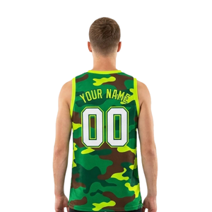 <b>Camo</b> Print Basketball Jersey and <b>Shorts</b> Set for <b>Men</b> Sleeveless V Neck Team Uniform with Custom Player Names and Numbers Printing - Product Image 4
