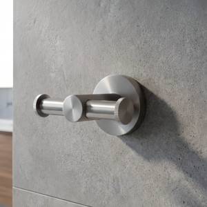 Crochet mural industriel multifonctionnel moderne en laiton moleté, étanche et durable, pour salle de bain/salon, idéal pour suspendre les vêtements - Product Image 1