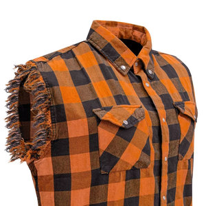 Camisa sin mangas de franela y algodón negra y naranja para hombre, ideal para ciclismo de verano, camisa casual sin mangas para rendimiento muscular. - Product Image 5