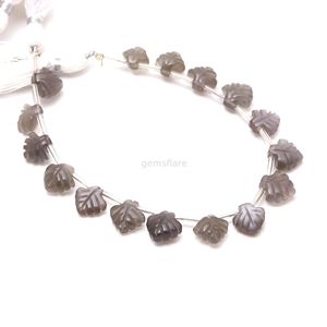 Cuentas de piedra lunar gris natural en forma de hoja, cuentas de piedras preciosas talladas a mano de 10 mm y 11 mm, venta al por mayor a granel para fabricación de joyas, proveedor de hebras - Product Image 2