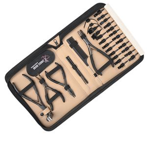 Kit d'outils pour extensions capillaires : Pinces de coiffage, aiguille courbée pour la séparation des mèches, peigne à queue, fil crochet, pince à sertir pour extensions à bandes adhésives - Product Image 1