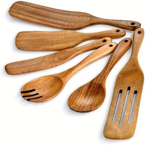 Wooden Ladles <b>Set</b> 4-Piece Long Handle Minimalist Design Eco-Friendly Durable Serving Utensils for Cooking <b>Baking</b> Rice Soup - Product Image 1