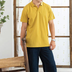 Polo pour homme élégant et décontracté à motif uni, manches courtes, anti-plis, en jersey de coton uni, idéal pour le golf - Product Image 3