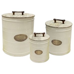Recipiente de Almacenamiento de Alimentos de Metal Estilo Americano con Tapa de Madera, para Cocina - Product Image 1