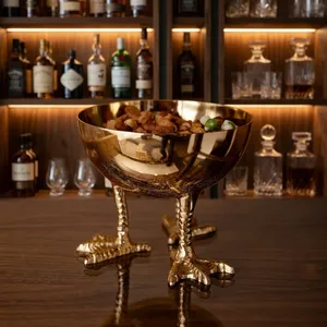Frutero Decorativo de Pedestal con Forma de Pata de Pollo en Oro Antiguo para Decoración de Mesa de Comedor de Lujo - Product Image 6