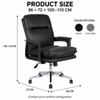 Chaise de bureau exécutive ergonomique moderne en cuir PU, avec rembourrage profond, base chromée, hauteur réglable, roulettes pivotantes, pour usage scolaire