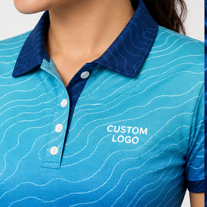 Polo de Mujer con Logotipo Personalizado, Degradado Azul, Secado Rápido, Manga Corta, Deportivo, para Golf, Sublimación - Product Image 6